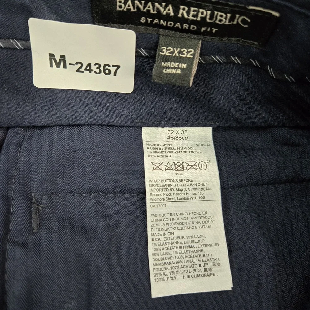 Banana Republic Men Pants 32X32 Navy Marzotto Super 120 Wool Dress READ
